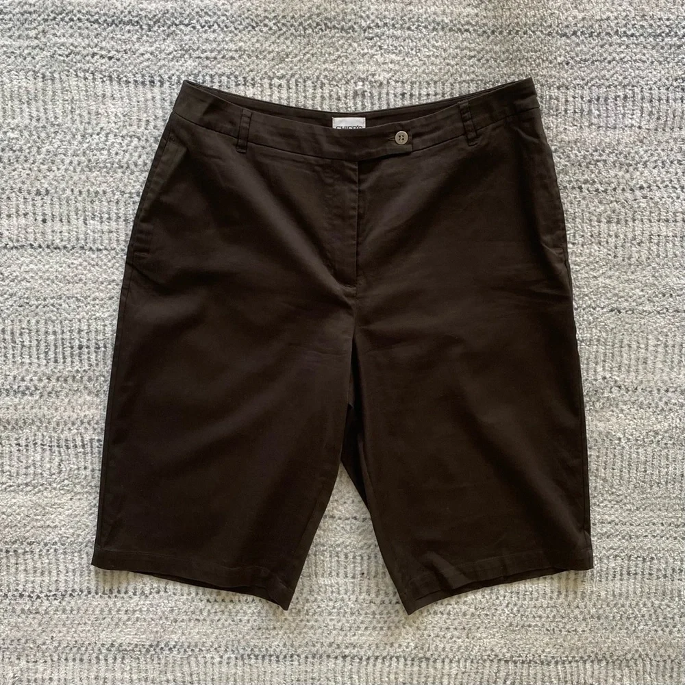 Chico's Brown Bermuda Shorts Tailored Flat-Front Design